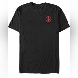 New Marvel Deadpool Left Chest Painted Logo Symbol Short Sleeve T-Shirt XL
